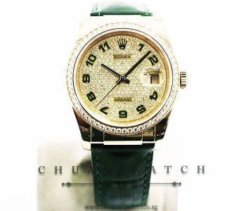 Rolex Datejust Gold Diamonds Mother of Pearl Watch 116188